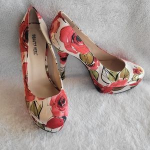 Red Rose Floral High Heels
